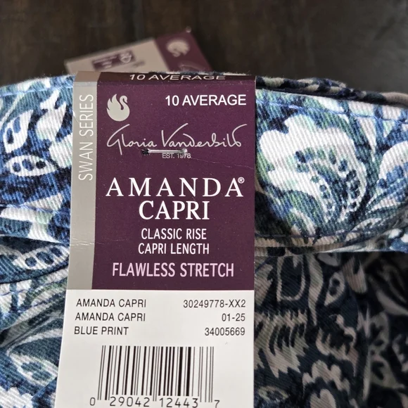 Capri Jeans Blue & White Floral Print - NWT Size 10 - Picture 10 of 10